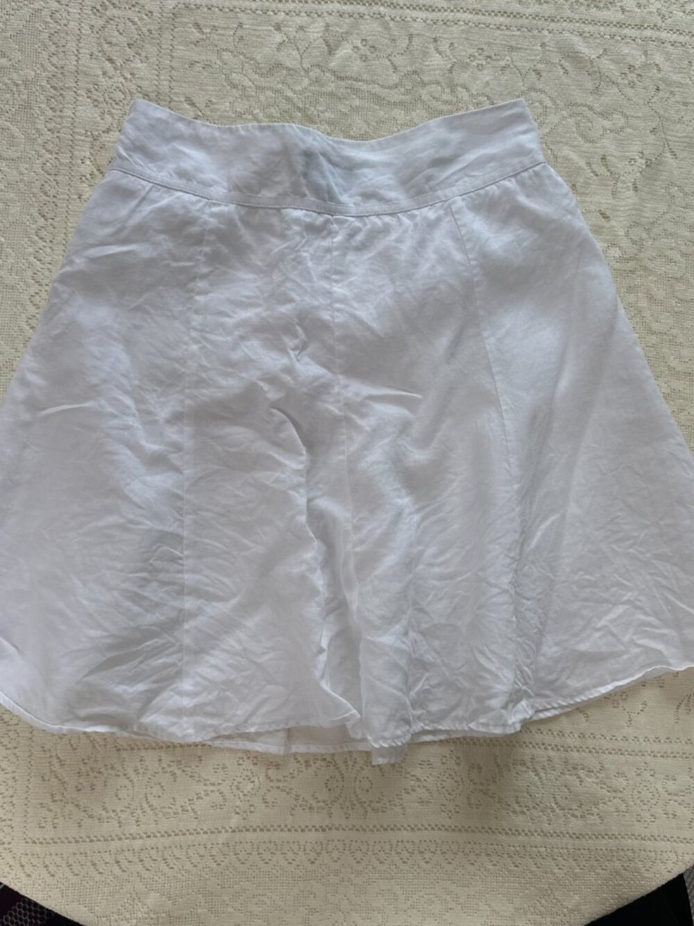 White Linen Midi Flirty Skirt 12 by separates new york city design co
